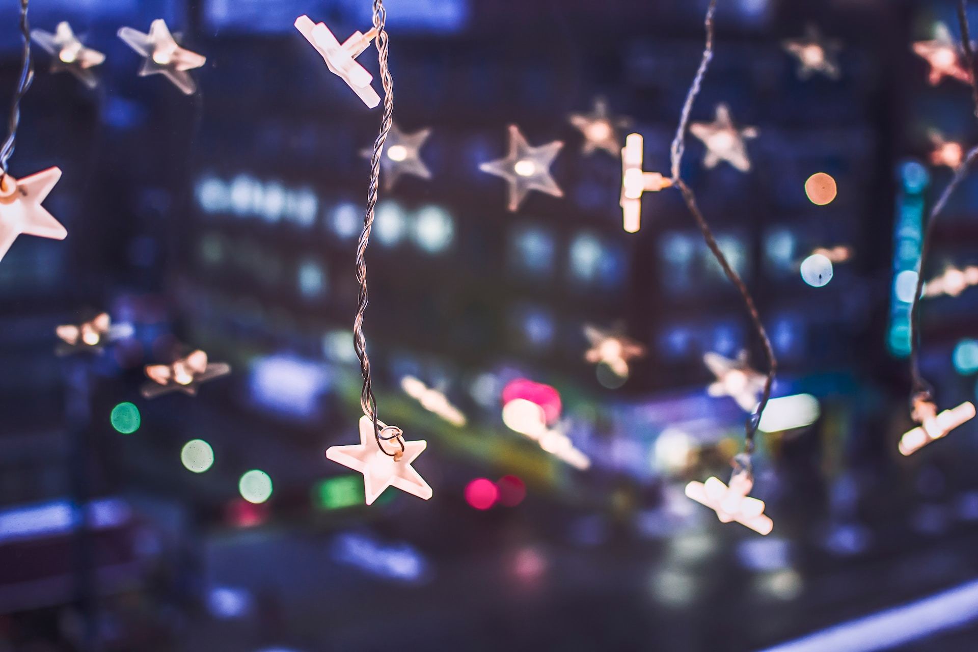 Holiday Lighting Star Shaped Lights Close Up View