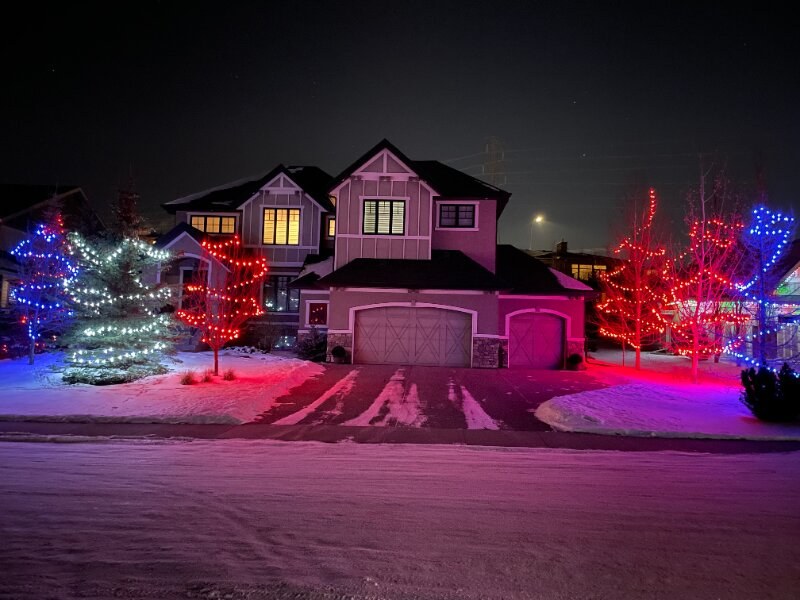 Home Holiday Lighting Snow Lawn