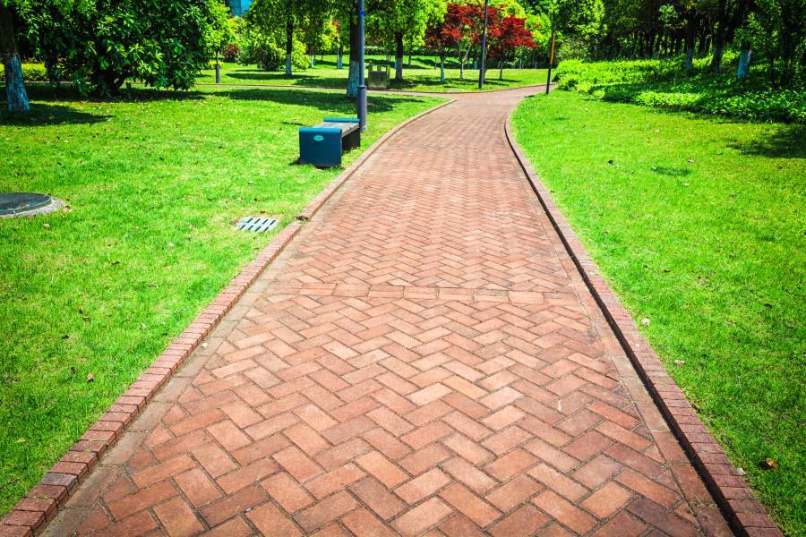 beautiful city park with cleared pathway