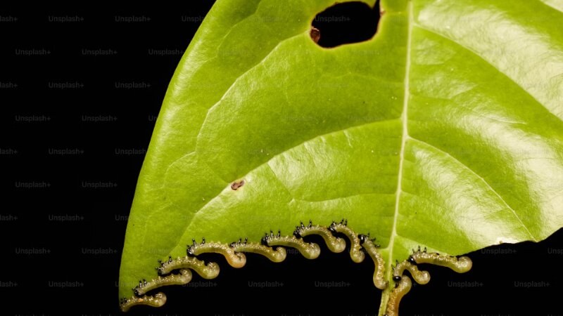 Caterpillars on a leaf